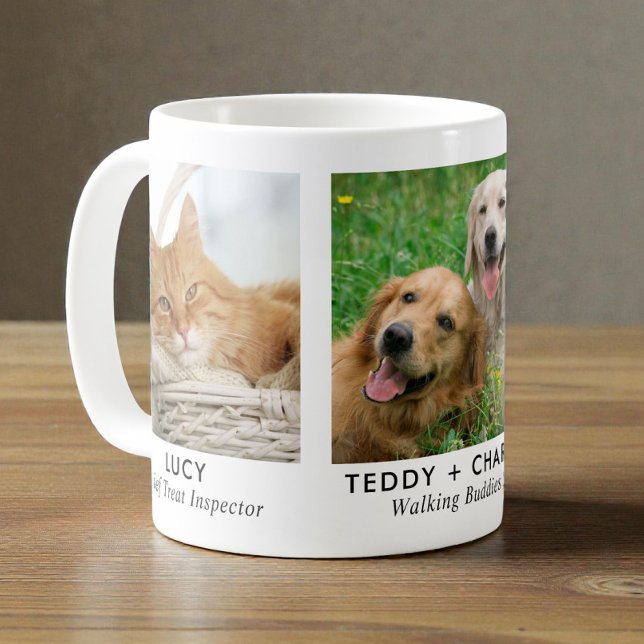 Caneca De Café Gato Cachorro Pet 3 Foto (Pet Cat Dog 3 Photo Coffee Mug)
