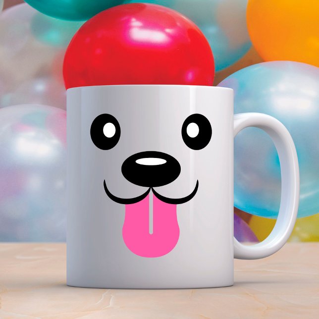 Caneca De Café Gato Cachorro Rosto Olhos Língua Personalizada (Criador carregado)