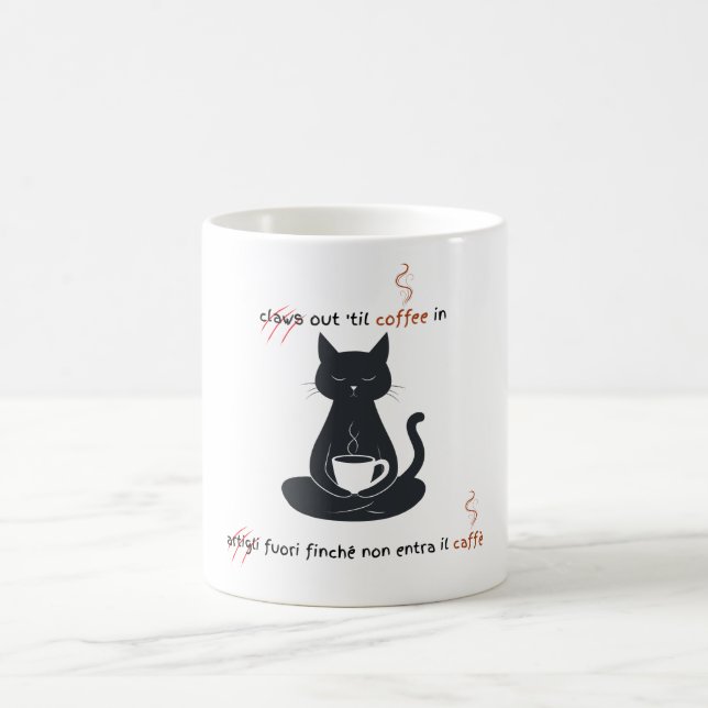 Caneca De Café Gato + Café = Garras” Design Minimalista (Centro)