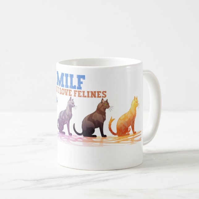 Caneca De Café Gato Café Mug, Homem Adoro Felines MILF (Frente Esquerda)