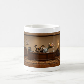 Caneca De Café Gato Calico Engraçado Derrubando um Vaso | Caos