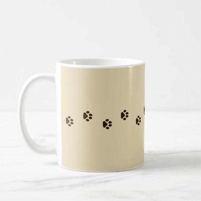 Caneca De Café Gato Castanho Escuro Imprime Traços Felinos Tan (Esquerda)