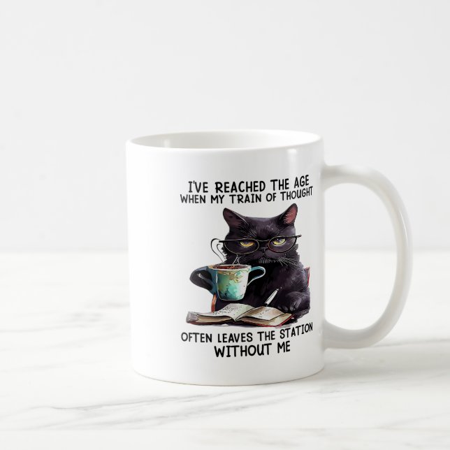 Caneca De Café Gato, cheguei à idade quando pensava no meu trem (Direita)