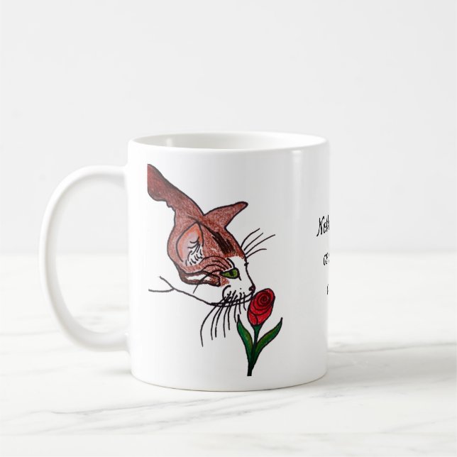 Caneca De Café Gato Cheirando uma Rosa (Esquerda)