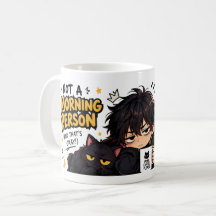 Gato Chibi Engraçado Não é uma Pessoa Matutina Caf