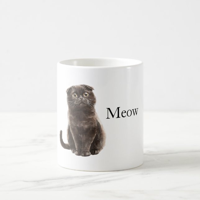 Caneca De Café Gato Cinza Meow (Centro)
