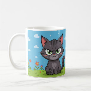 Caneca De Café Gato cinza zangado pequeno