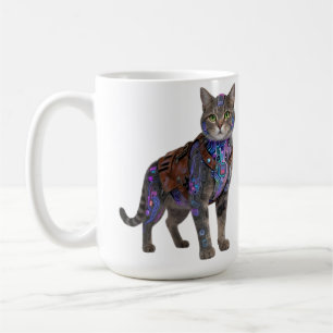 Caneca De Café Gato Circuito Cyberpunk – Fera de Tecnologia Neon