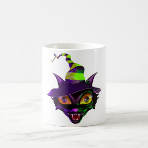 Caneca De Café Gato Colorido Assustador