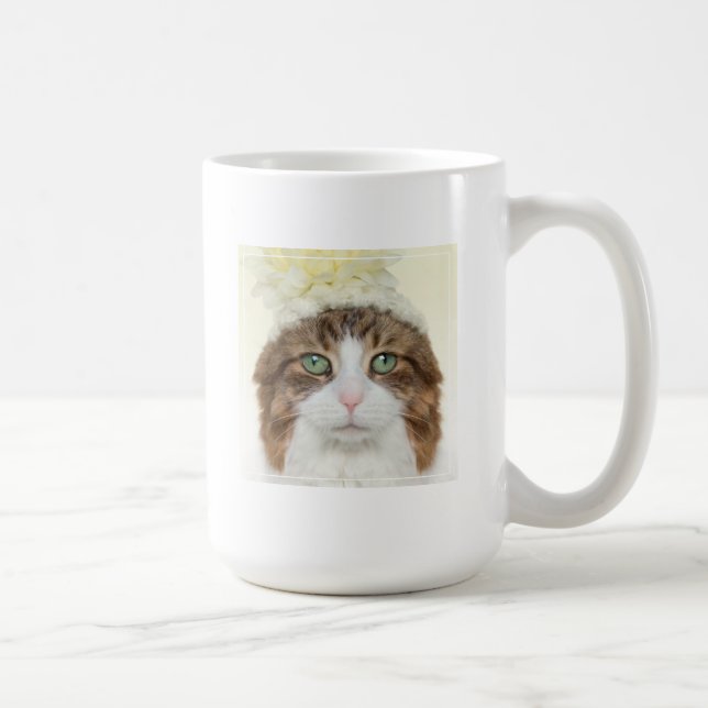 Caneca De Café Gato com chapéu da flor (Direita)