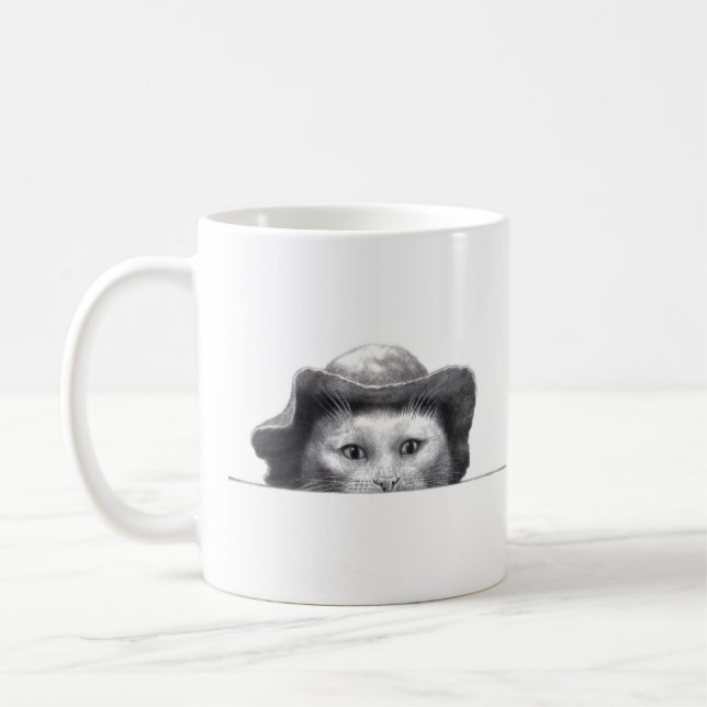 Caneca De Café Gato com Chapéu (Neve) (Esquerda)