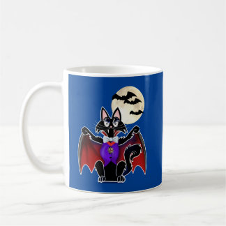 Caneca De Café Gato com fantasia de vampiro