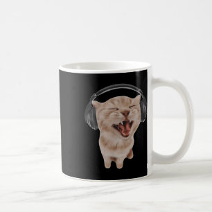 Caneca De Café Gato com Fones de ouvido