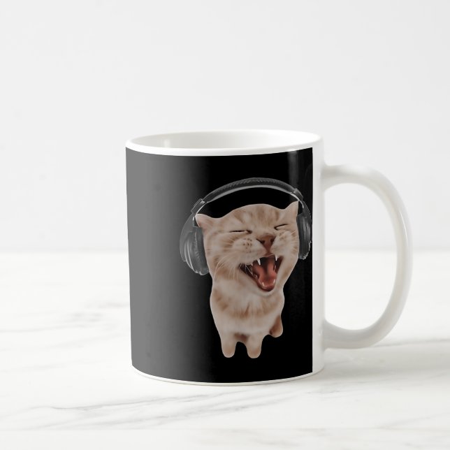 Caneca De Café Gato com Fones de ouvido (Direita)