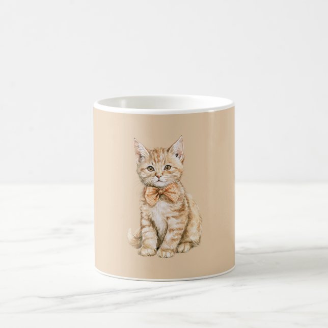 Caneca De Café Gato com Gravata Borboleta Pêssego (Centro)