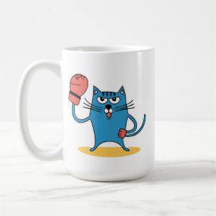 Caneca De Café Gato com luvas de boxe