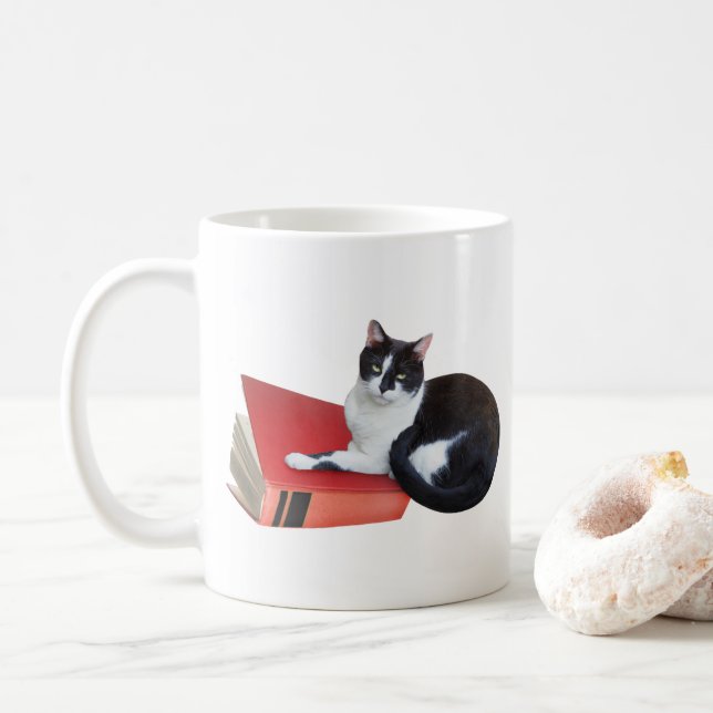 Caneca De Café Gato com Mug de Livro (Com Donut)