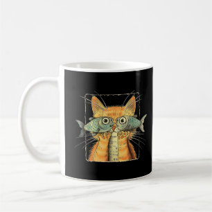 Caneca De Café Gato com Olhos de Peixe Gatinho Paródia de Gato En