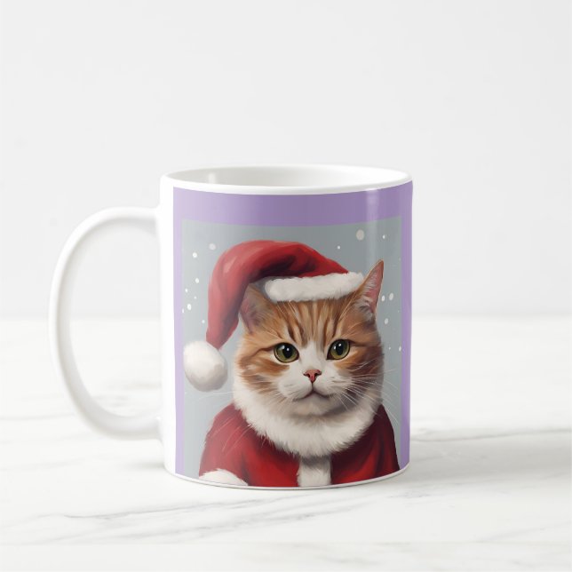 CANECA DE CAFÉ GATO COM SANTA HAT CHRISTMAS CAFÉ MUG (Esquerda)