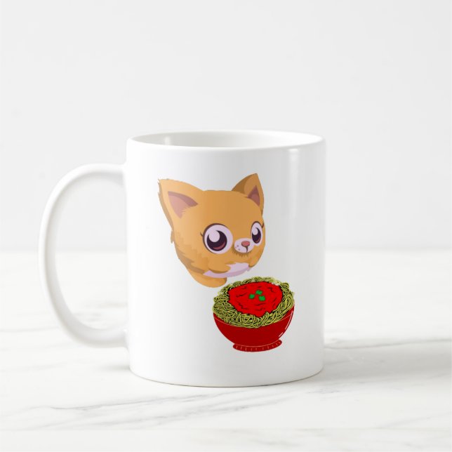 Caneca De Café Gato comendo espaguete (Esquerda)