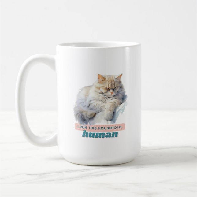 Caneca De Café Gato Cômico "Eu Lanço Esta Casa, Humano" (Esquerda)