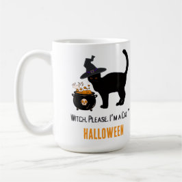 Caneca De Café gato conectado com chapéu de bruxa no halloween ed