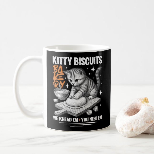 Caneca De Café Gato Conhecendo Biscoitos De Gatinho De Criador Nó (Com Donut)