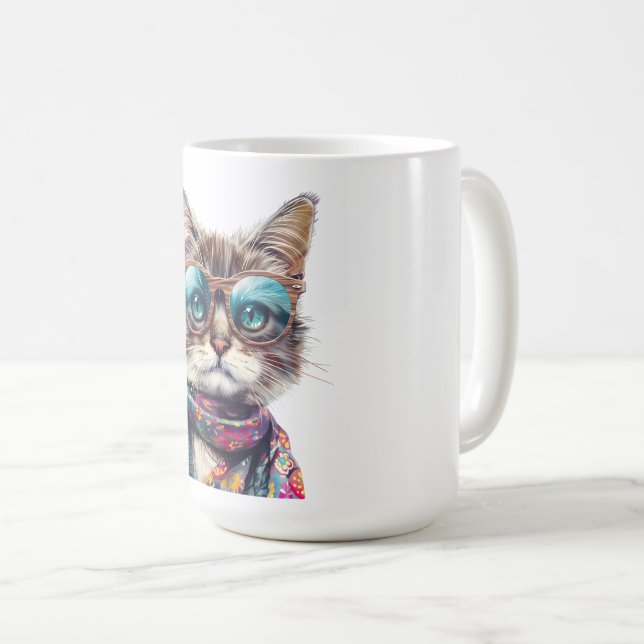 Caneca De Café  Gato Cool con Lentes  (Frente Esquerda)