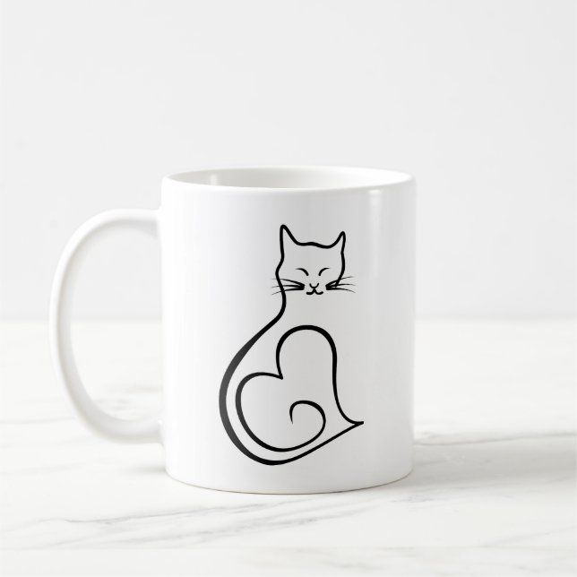 Caneca De Café Gato - Coração (Esquerda)