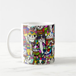 Caneca De Café Gato Crazy Clowder de gatos, presente colorido