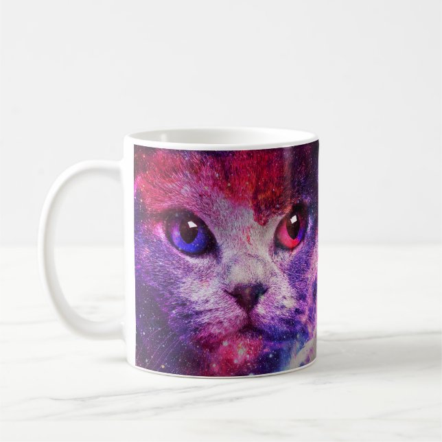 Caneca De Café Gato da Galáxia Roxa  (Esquerda)