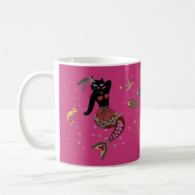 Caneca De Café Gato da sereia do Pinup (Esquerda)