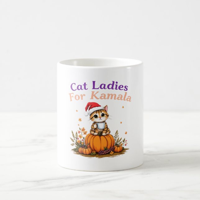 Caneca De Café Gato Damas por Kamala: Mostra Apoio a Kamala (Centro)