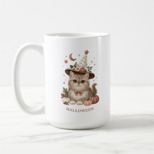 Caneca De Café Gato de Abóbora Feiticeira de Halloween Fofo
