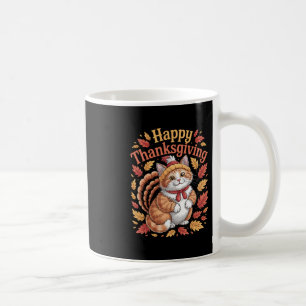 Caneca De Café Gato de Ação de Graças Fofo Peru Divertido Animal