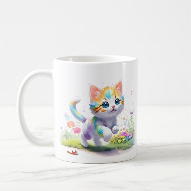 Caneca De Café Gato de aquarela (Esquerda)