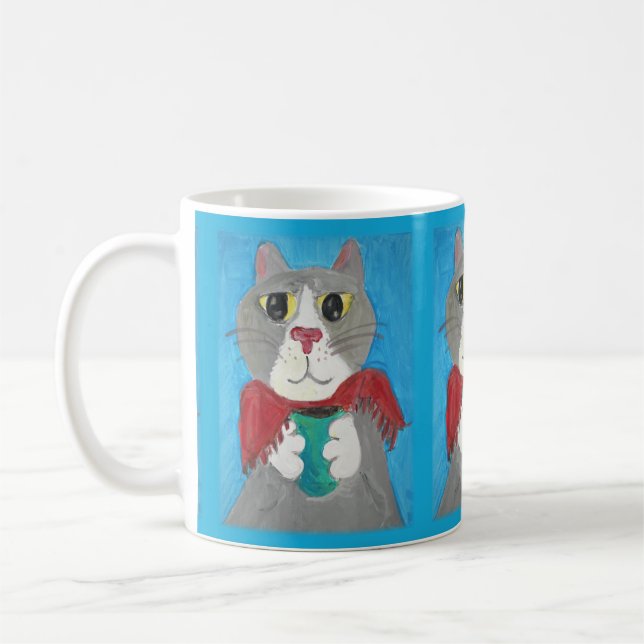 Caneca De Café Gato de Arte Foliar de cinzas com Café Boneco (Esquerda)
