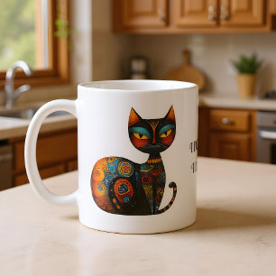 Caneca De Café Gato de Arte Popular "Não solto pelos. Eu decoro."