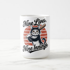 Caneca De Café Gato de beisebol Nine Lives Nine Innings 