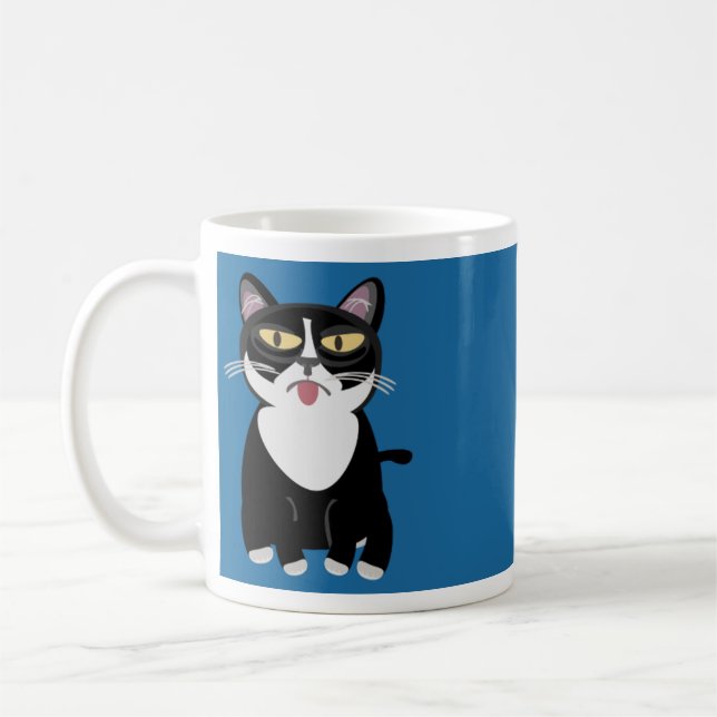 Caneca De Café Gato de Cartoon Adicionar Algum Texto (Esquerda)