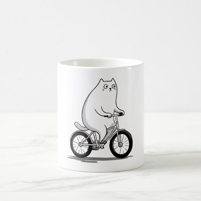 Caneca De Café Gato de Chubby Bonito Andando de Bicicleta (Centro)