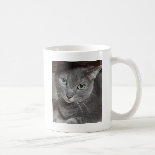 Caneca De Café Gato de Cinza Azul Russo (Direita)