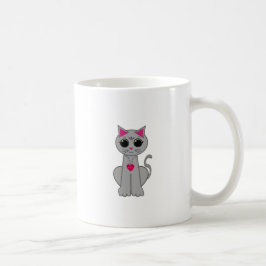Caneca De Café Gato de Cinza Feliz e Engraçado