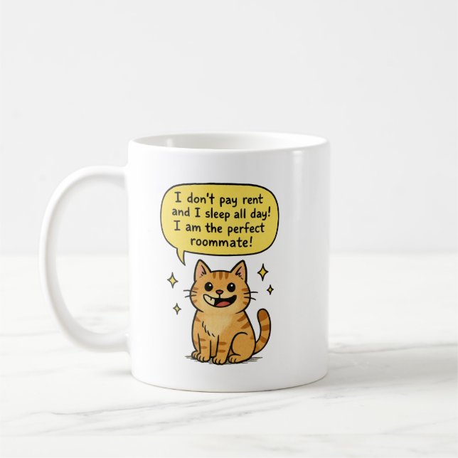 Caneca De Café Gato de colega de quarto perfeito (Esquerda)