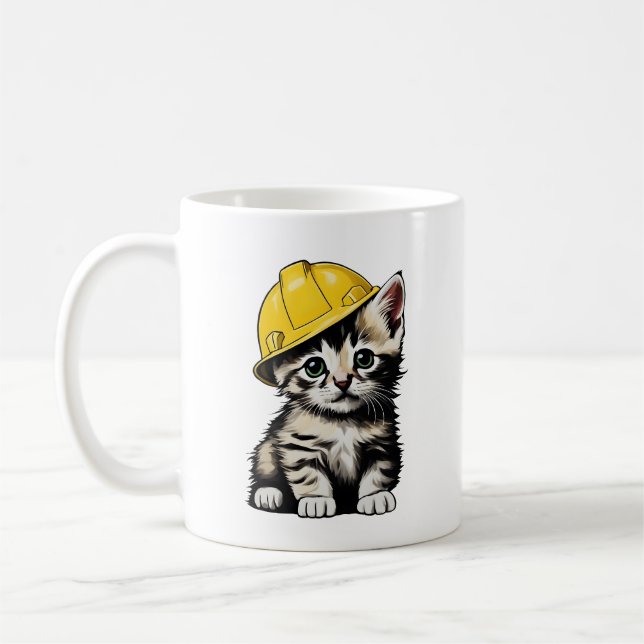 Caneca De Café Gato de Construção (Esquerda)