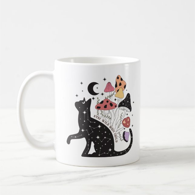 Caneca De Café Gato de Criança da Lua Selvagem (Esquerda)