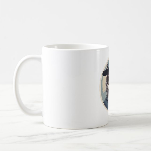 Caneca De Café Gato de desenho animado com óculos de sol (Esquerda)