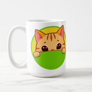 Caneca De Café Gato de desenho animado fofo com cores brilhantes