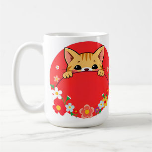 Caneca De Café Gato de Desenho Animado Fofo com Cores Vibrantes