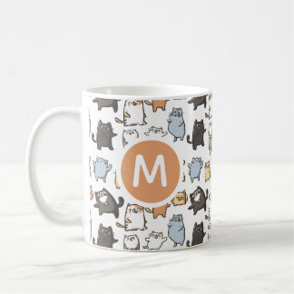 Caneca De Café Gato de Desenho Animado Fofo e Gorducho Padrão Sem